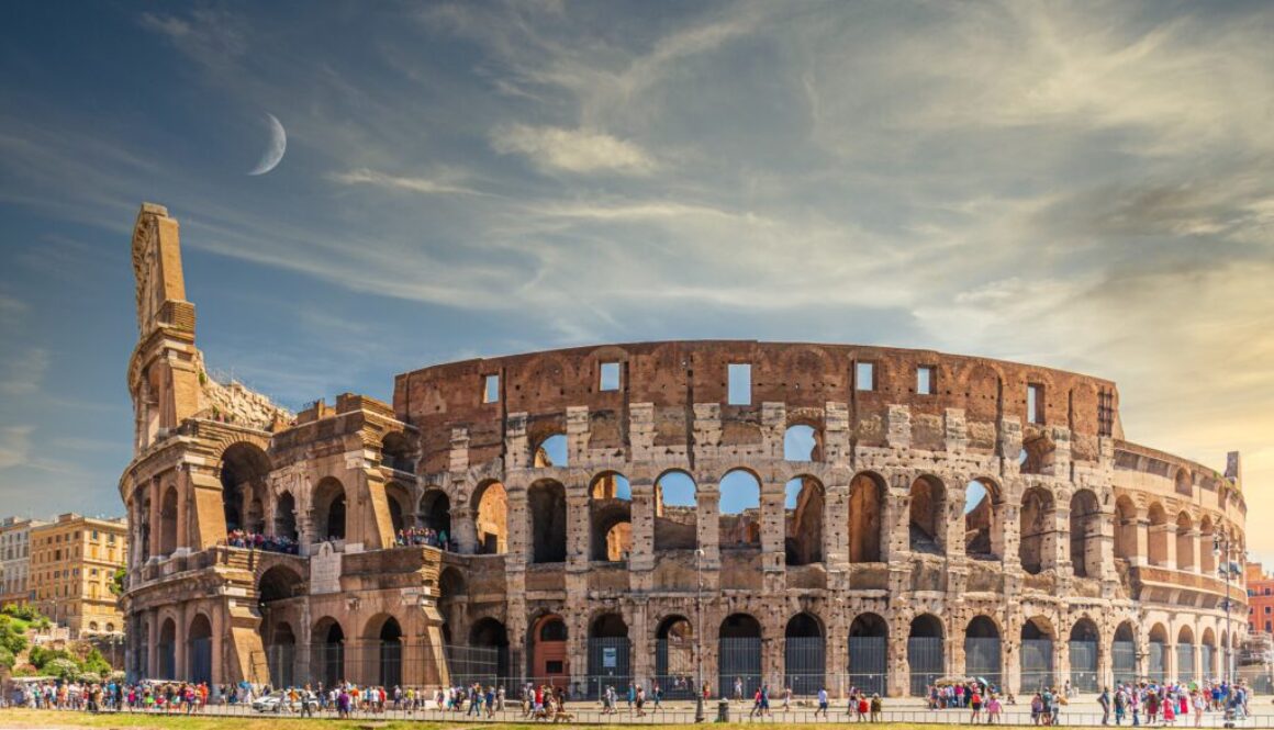 Breathtaking shot of the Colosseum amphitheatre located in Rome, Italy