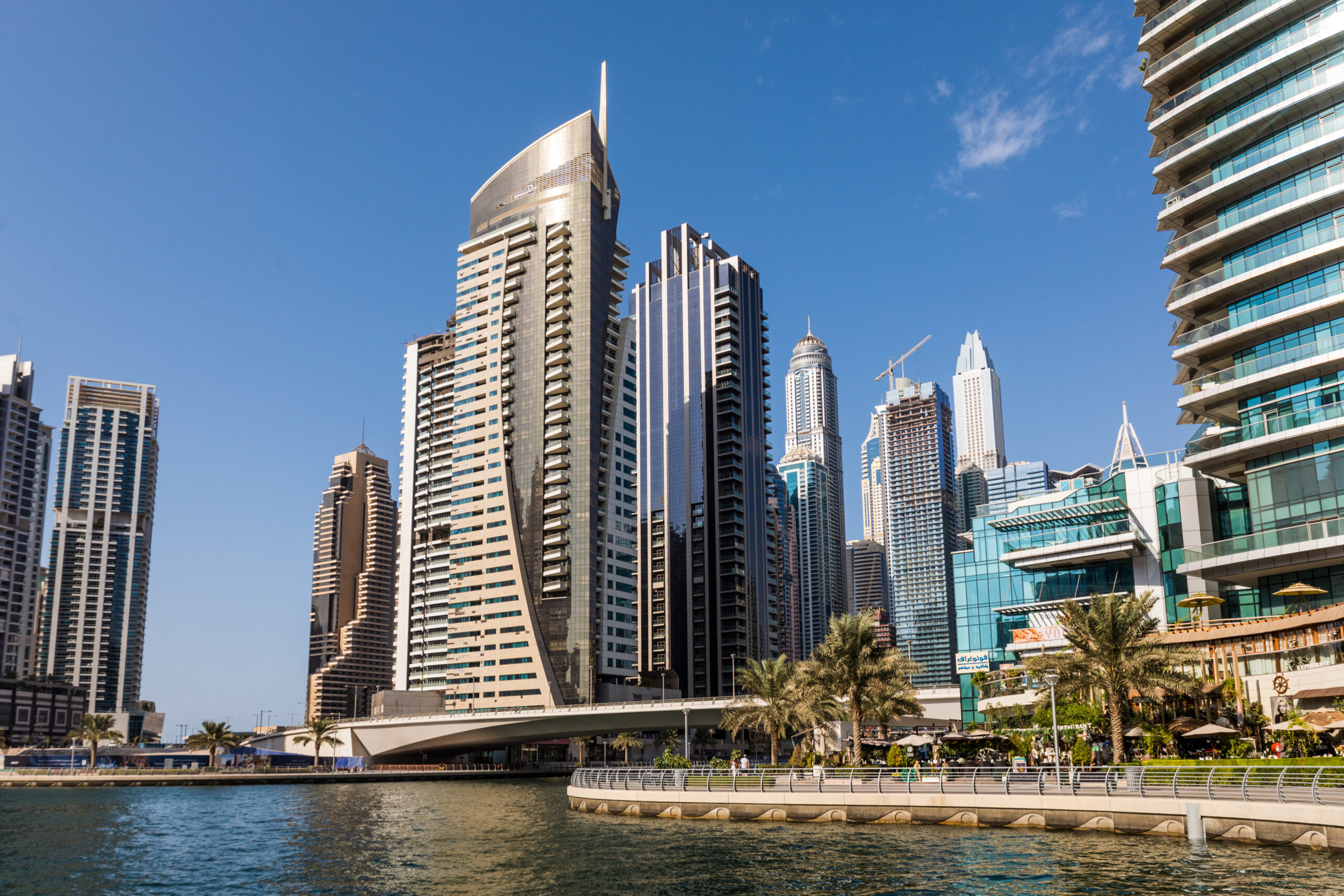 Dubai, UAE - October, 2018. Modetn city of the luxury center of Dubai, United Arab Emirates