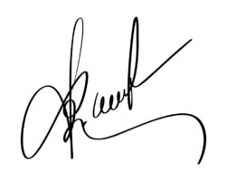 Manual signature for documents on white background. Hand drawn calligraphy lettering vector illustration